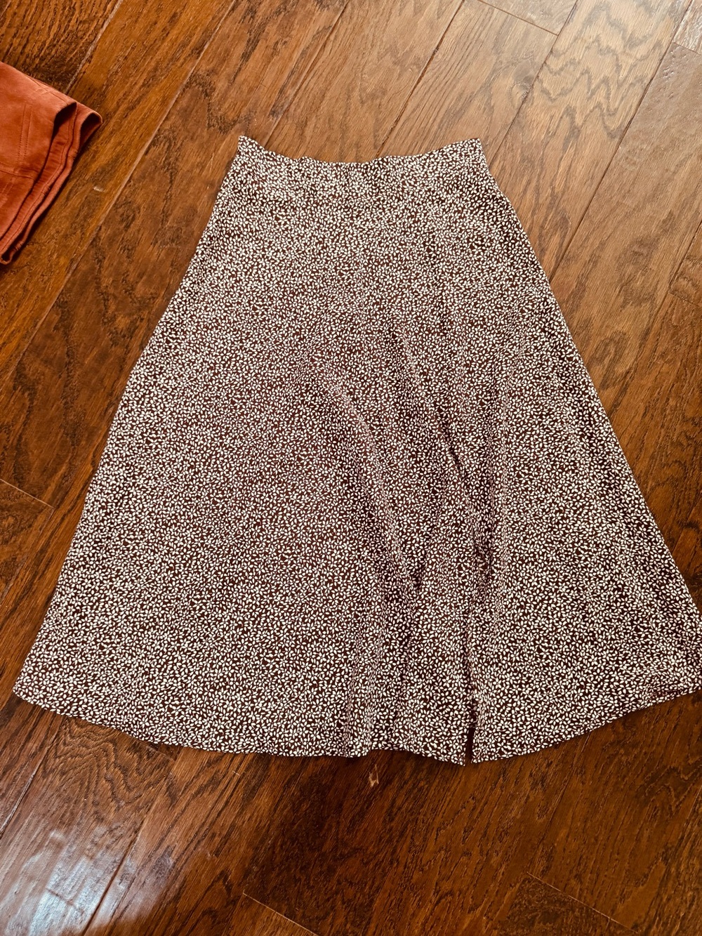 Brown & White Ditsy Circle Skirt - Feminine Flare - Picture 4 of 6